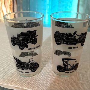 Vintage antique car drinking glasses